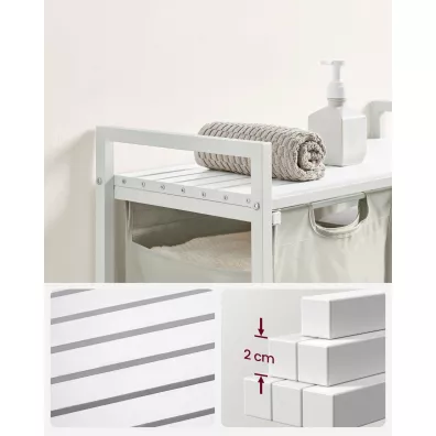 Songmics Kosz na pranie-szary 2 komory biay, szary 2 x 46 l