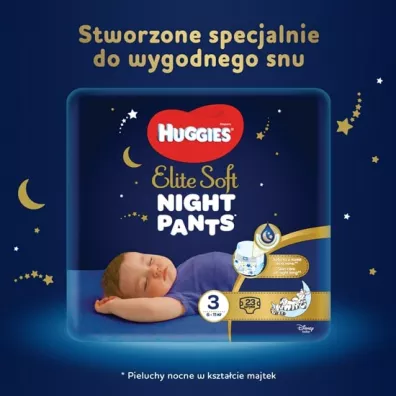 Huggies Pieluchomajtki Overnights Pants 3 (6-11kg) Elite Soft 23 szt.