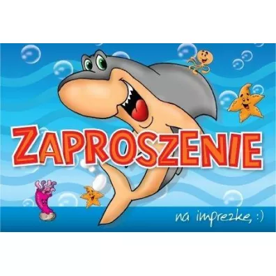 Kukartka Zaproszenie ZZ-035 Imprezka rekin 5 szt.