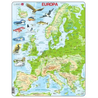 Puzzle 87 el. Mapa topograficzna Europy Tactic