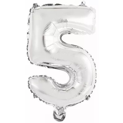 Amscan Balon foliowy mini cyfra 5 srebrna 25,5x40cm