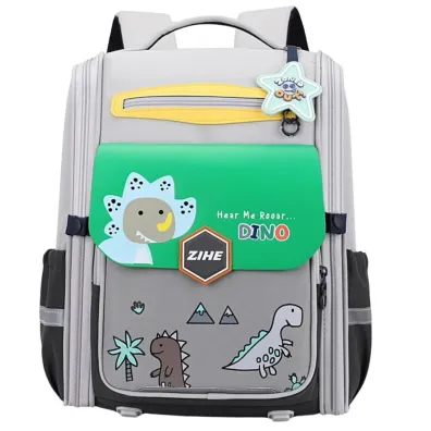 LeanToys Plecak szkolny Dinozaur szary 21L