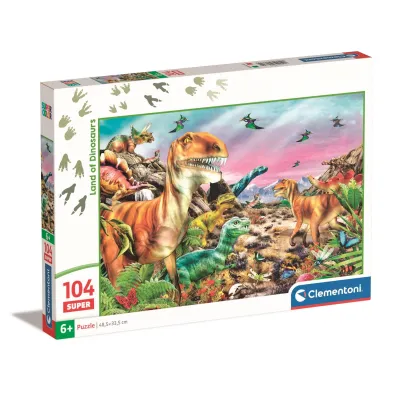 Puzzle 104 el. SuperColor. Land of Dinosaurus Clementoni