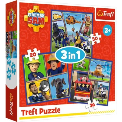 Puzzle 3w1 (20+36+50 el.) Dzie� Stra�aka Sama Trefl