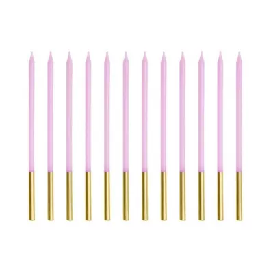 PartyDeco wieczki urodzinowe gadkie fioletowe 14cm 12szt