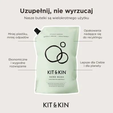 Kit and Kin Naturalne Myd�o do r�k w p�ynie, o zapachu limonki i aloesu 1 l
