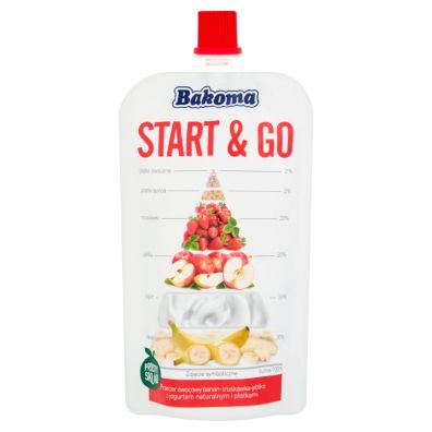 Bakoma Start & Go Mus z jogurtem owocowy banan-truskawka-jabłko 120 g