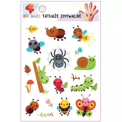 Tatua�e zmywalne dla dzieci Weso�e owady All4Kids