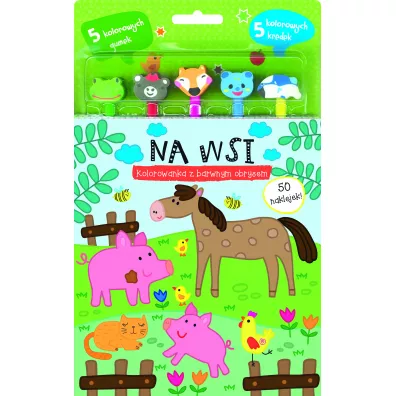 Na wsi. Kolorowanka z barwnym obrysem