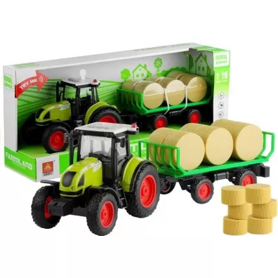 Traktor z przyczep z sianem wiato dwik 37,5cm Leantoys