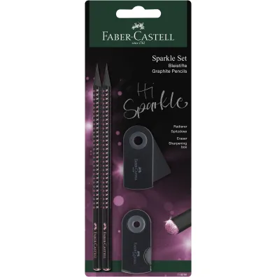 Faber-Castell Zestaw sparkle midnight rose  2 o��wki+ temper�wka sleeve mini + gumka sleeve mini blister