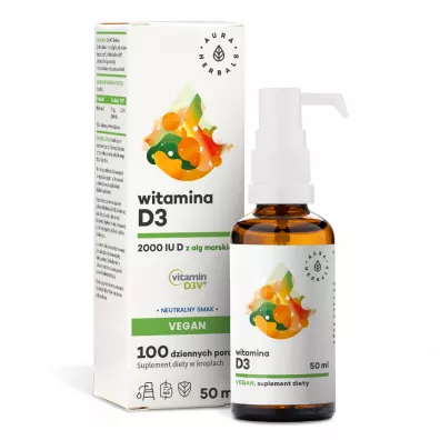 Aura Herbals Witamina D3 2000 IU Vegan - suplement diety 50 ml