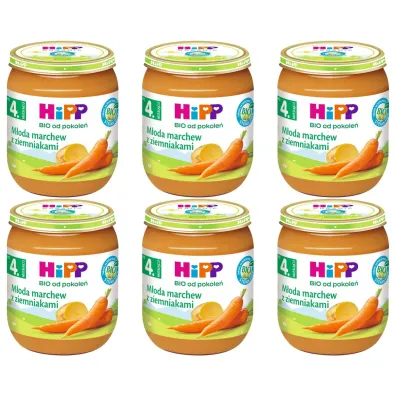 Hipp M�oda marchew z ziemniakami po 4. miesi�cu zestaw 6 x 125 g Bio