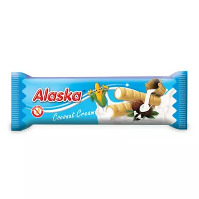 Alaska Rurki kukurydziane nadziewane kremem o smaku kokosowym bezglutenowe 18 g