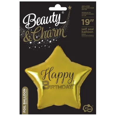 Godan Balon foliowy Happy Birthday gwiazda z�oty