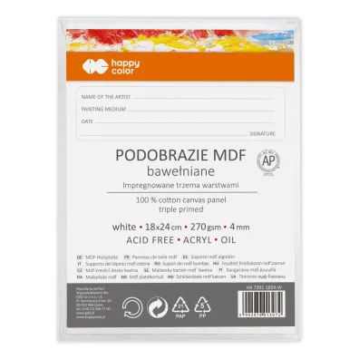 Happy Color Podobrazie bawe�niane impregnowane bia�e 18x24cm, 4mm