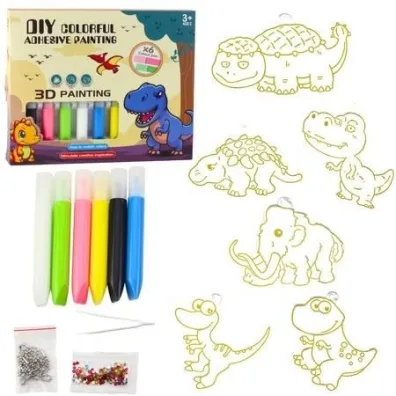 Zestaw kreatywny breloki witra�owe Dinozaury 6 szt LeanToys