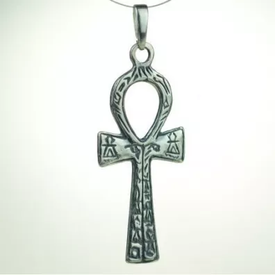 Sotis Krzy Ankh z hieroglifami, oksydowany Ag925, 5,2g