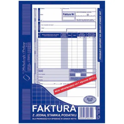 Michalczyk i Prokop Faktura z jedn� stawk� podatku dla prowadz�cych sprzeda� w cenach netto 130-3E