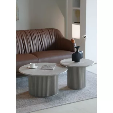 Okrgy stolik kawowy Roma 80cm szary