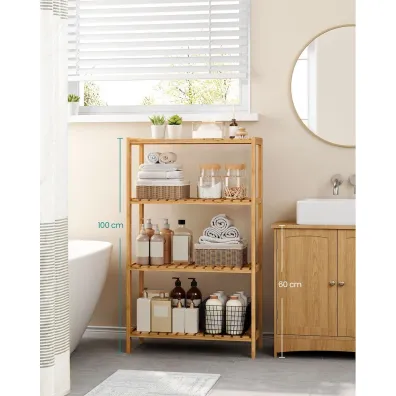 Songmics Bambusowy rega 4 poziomowy 100 cm