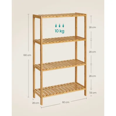 Songmics Bambusowy rega 4 poziomowy 100 cm