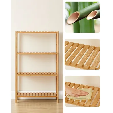 Songmics Bambusowy rega 4 poziomowy 100 cm