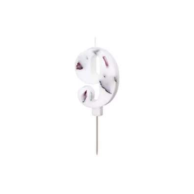 PartyDeco �wieczka 9 bia�a z p�atkami 8cm