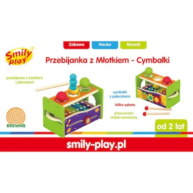 Zabawka edukacyjna Przybijanka Cymba�ki drewniane SMILY PLAY SPW84954