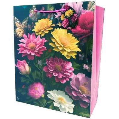 Fresh Torebka ozdobna matowa Kwiaty 26x32x12cm