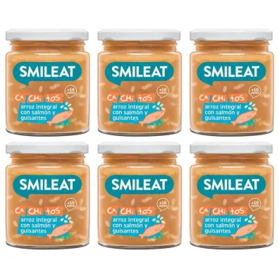 Smileat S�oiczek z ekologicznymi ma�ymi kawa�kami grochu i �ososia po 10 miesi�cu Zestaw 6 x 230 g
