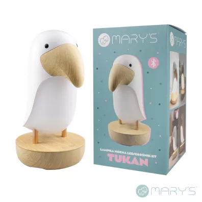 Marys Lampka nocna LED i bluetooth speaker Tukan bia�y
