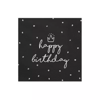 PartyDeco Serwetki Happy Birthday 33x33 cm