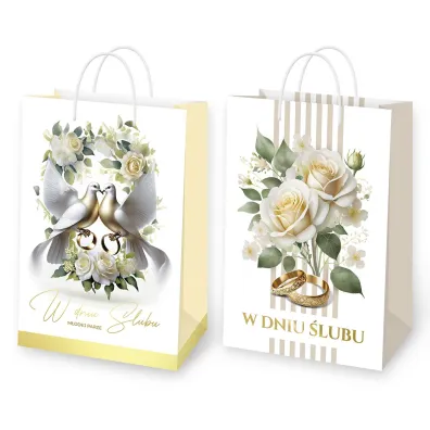 Torebka ozdobna laminowana �lub (22,5x33x9,5cm) mix 2 wzor�w