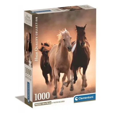 Puzzle 1000 el. Compact Running Horses Clementoni