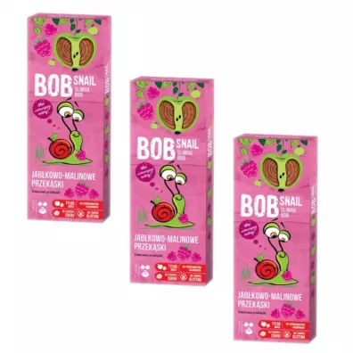 Bob Snail Przekska jabkowo-malinowa z owocw bez dodatku cukru Zestaw 3 x 30 g