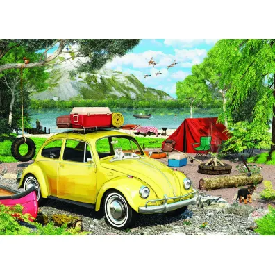 Puzzle 550 el. VW Beetle Camping - Tin metal box Eurographics