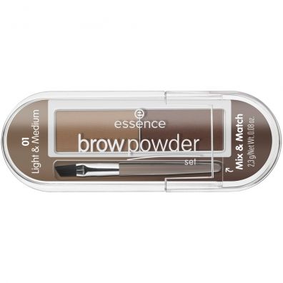 Essence Brow Powder Set zestaw do stylizacji brwi z pędzelkiem 01 Light & Medium 2.3 g