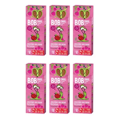 Bob Snail Przekska jabkowo-malinowa z owocw bez dodatku cukru Zestaw 6 x 30 g