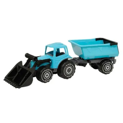 Traktor z adowaczem i przyczepk 57 cm, kolor turkusowy PLASTO