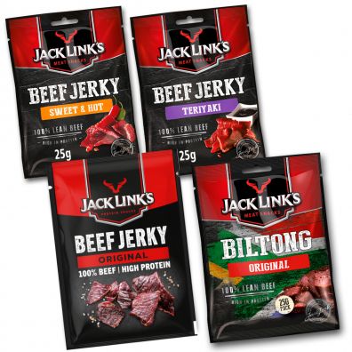 Jack Links Suszona wołowina protein Beef Jerky - mix smaków + Biltong Original Zestaw 4 x 25 g