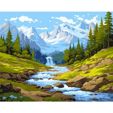 Ideyka Malowanie po numerach - Strumie� w g�rach 40x50cm