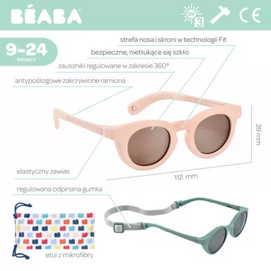 Beaba Okulary przeciwsoneczne dla dzieci 9-24 m Delight - Blush