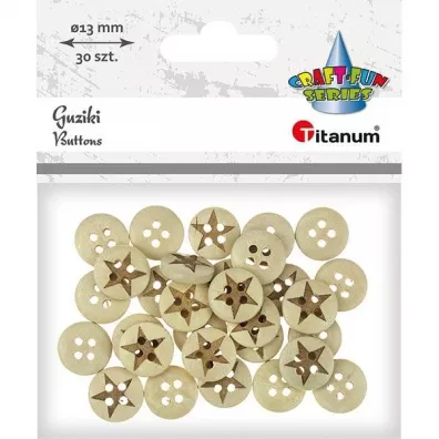 Titanum Guziki drewniane gwiazdy 13 mm