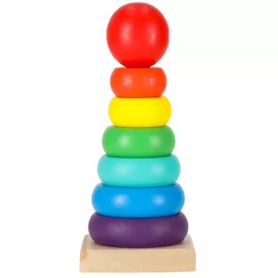 Wie�a piramida piramidka drewniana do uk�adania sorter kolorowy t�czowy 13cm