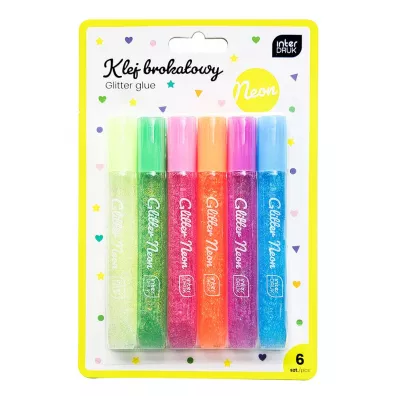 Interdruk Klej do dekoracji brokatowy 6kol neon 6 x 10,5 ml