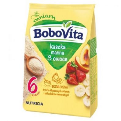 BoboVita Kaszka manna 3 owoce po 6. miesiącu 180 g