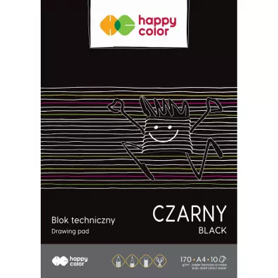 Happy Color Blok techniczny czarny A4 170g 10 kartek