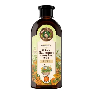 Receptury Zielarki Szampon zio�owy 2w1 do ka�dego rodzaju w�os�w nagietek i rokitnik 350 ml