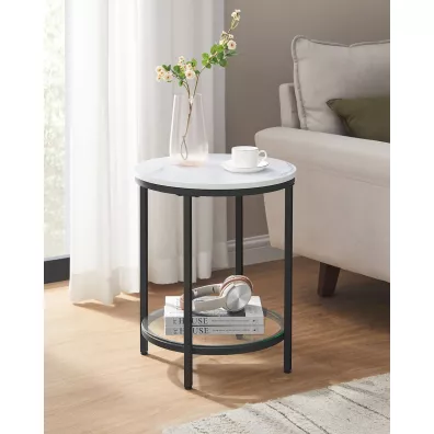 Songmics Okr�g�y stolik nocny 2 poziomy 55 cm